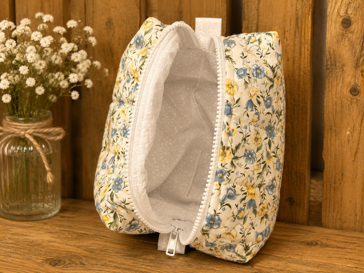 Blue and Yellow Floral Boxy Bag