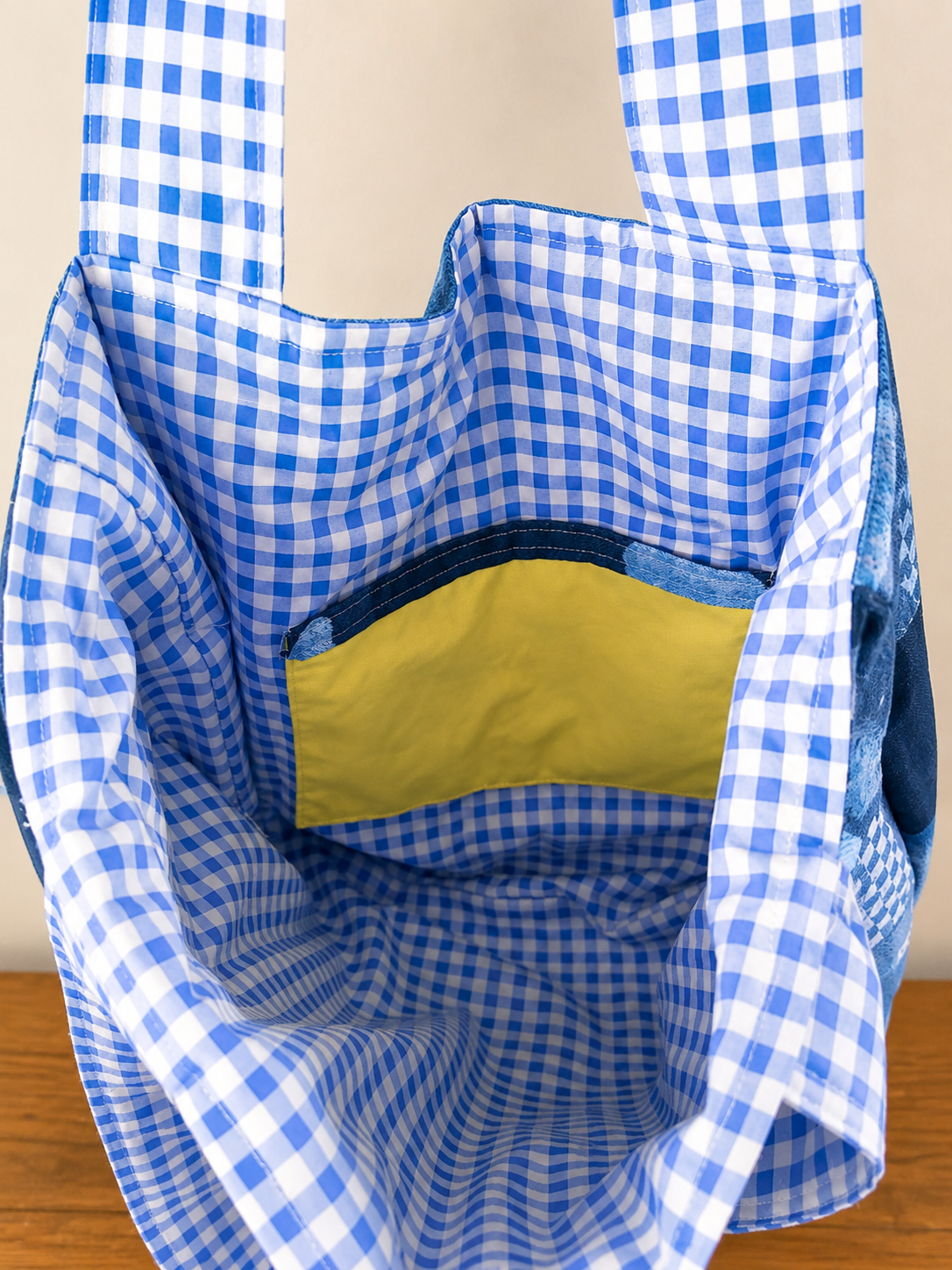 Blue Daisy Patchwork Quilted Large Tote Bag