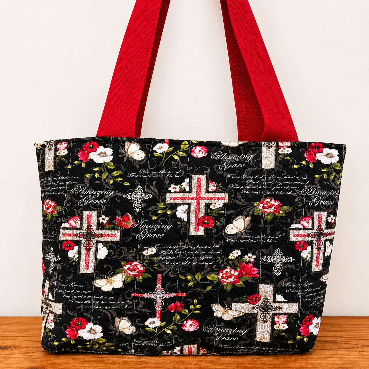 Amazing Grace Large Quilted Tote Bag