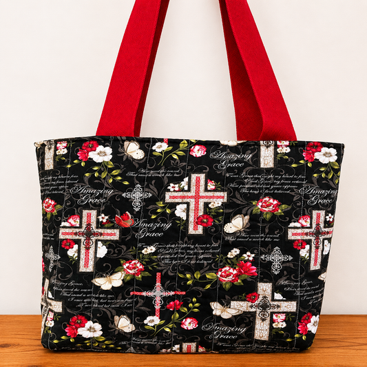Amazing Grace Large Quilted Tote Bag