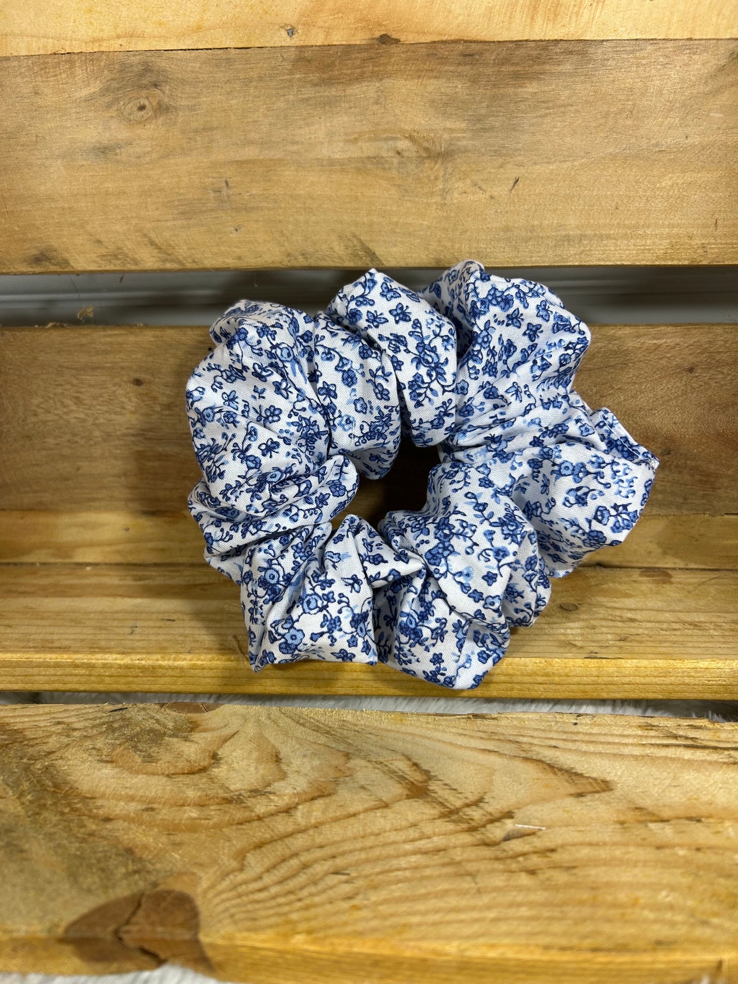 Blue Garden Hair Scrunchie