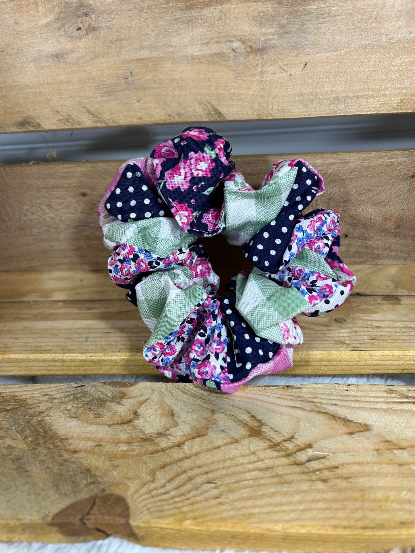 Sweet Pink Patchwork Hair Scrunchie