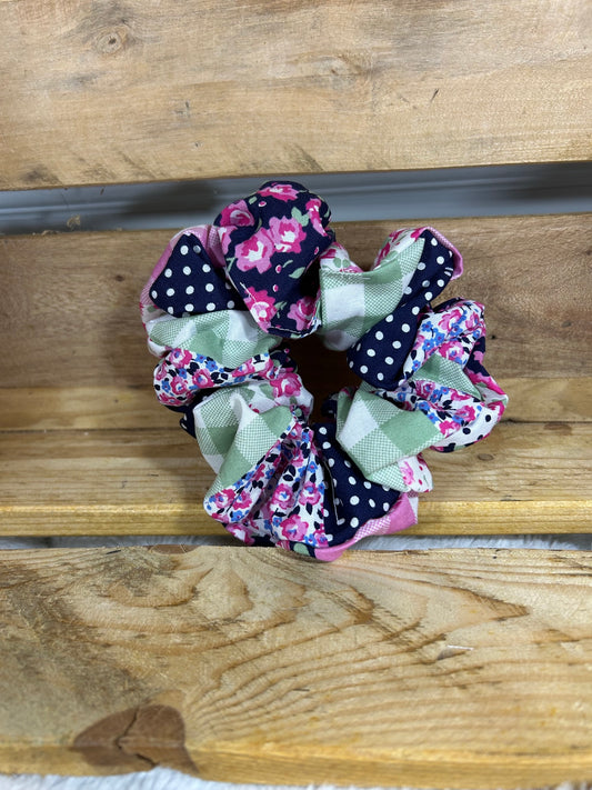 Sweet Pink Patchwork Hair Scrunchie