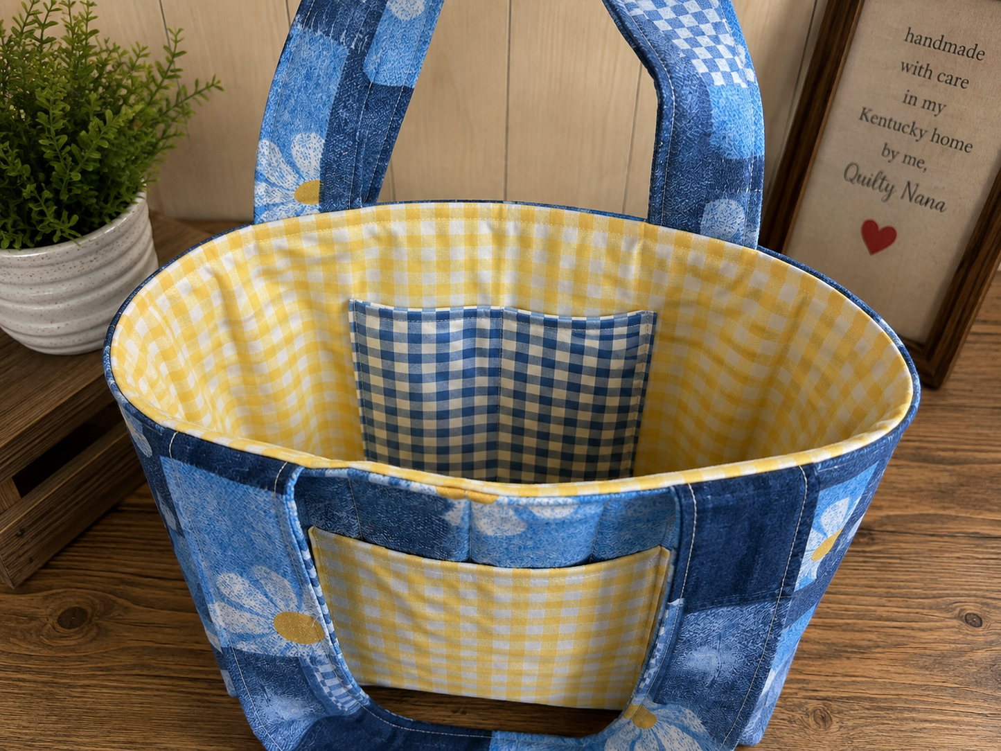 Denim and Daisy Tote w/Yellow Liner