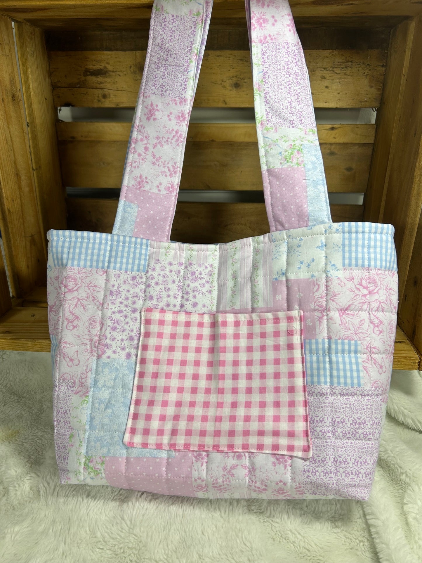 Pastel Patch w/Yellow Liner Tote