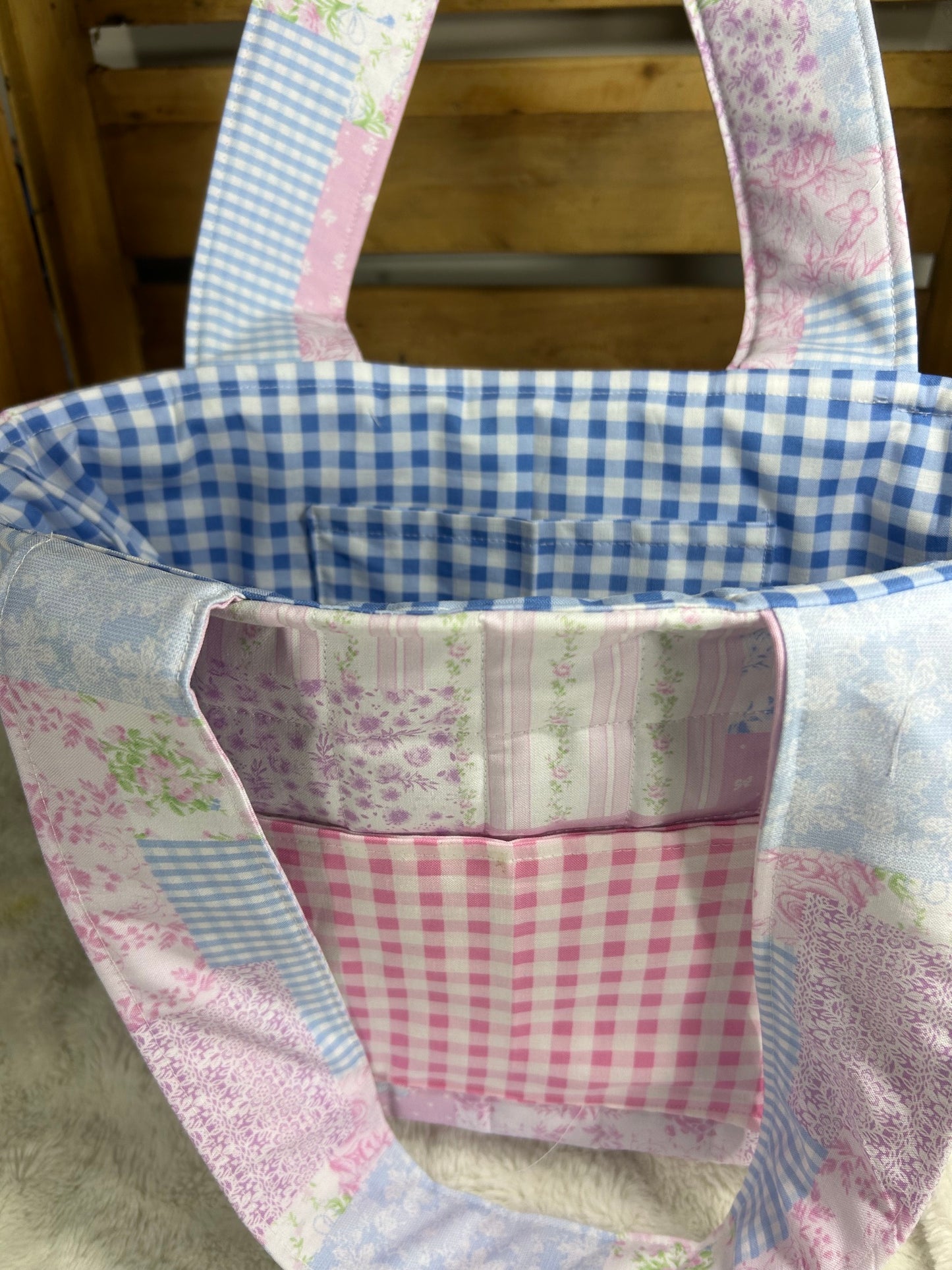 Pastel Patch w/Yellow Liner Tote