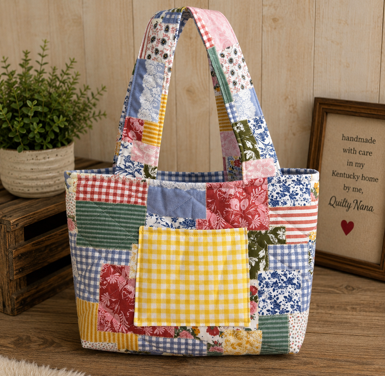Patchwork Blooms Tote Bag