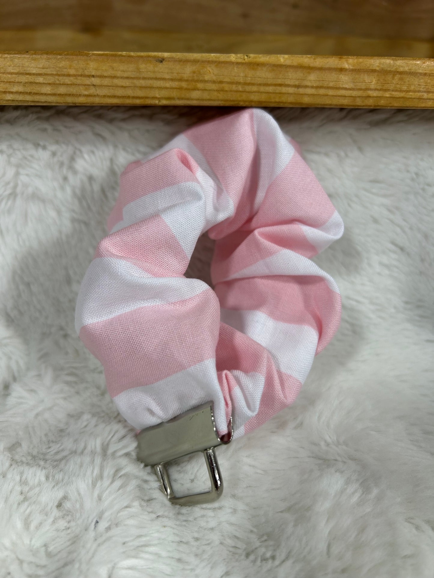 Pink Stripe Scrunch Keychain Wristlet