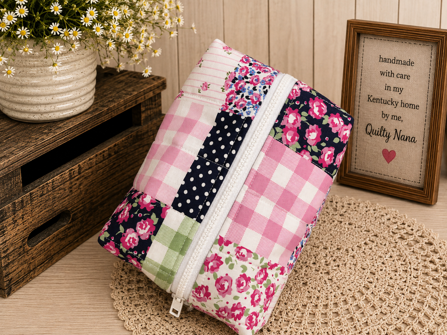 Sweet Pink Patchwork Boxy Bag