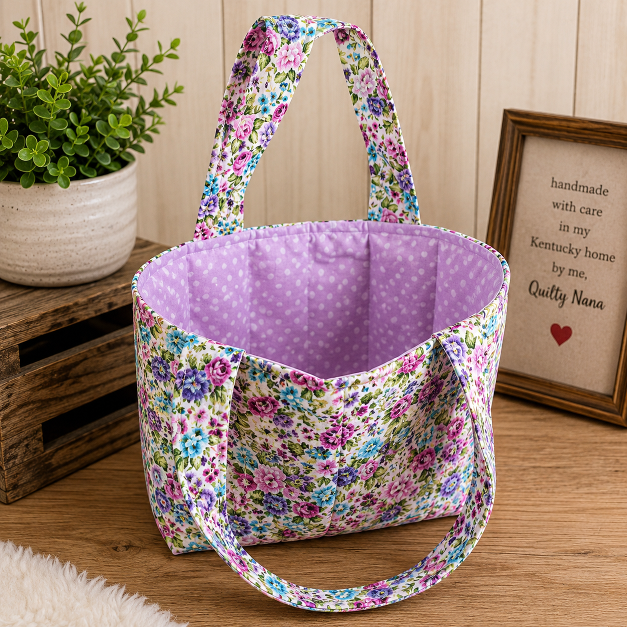 Purple Garden Bible Tote