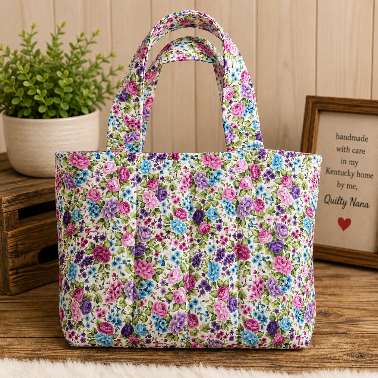 Purple Garden Bible Tote