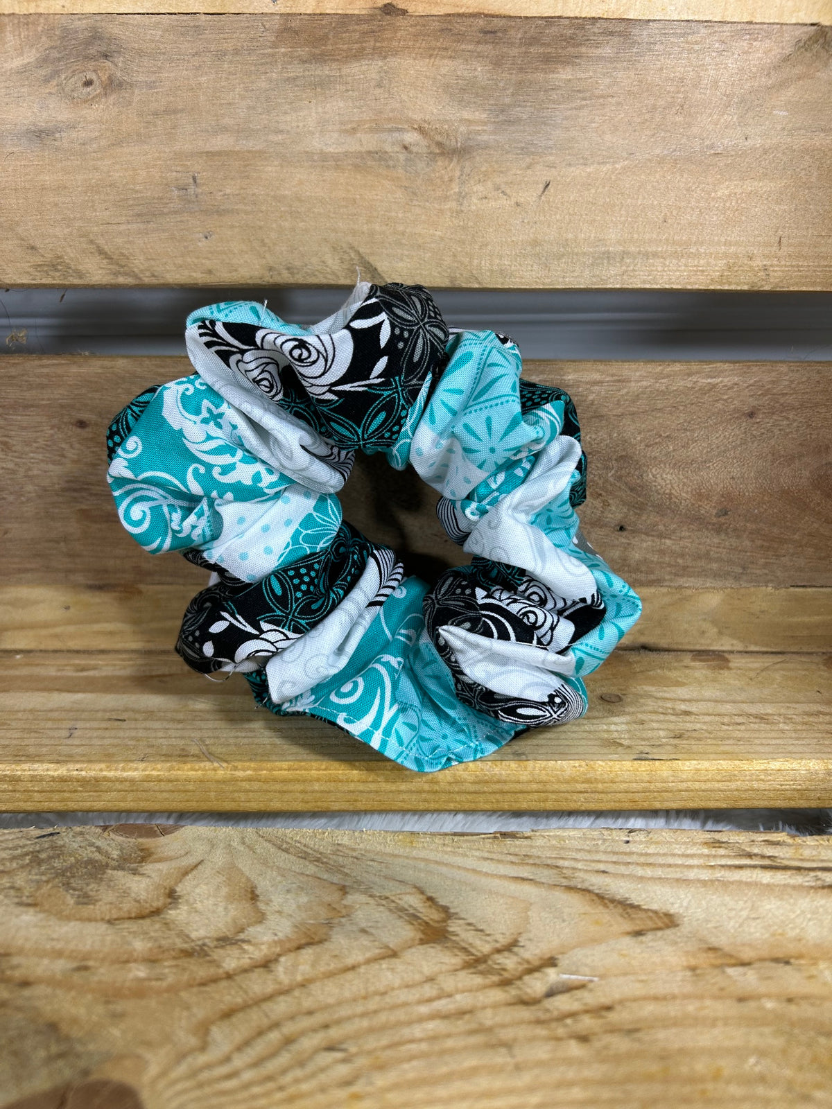 Teal Patchwork Chair Hair Scrunchie