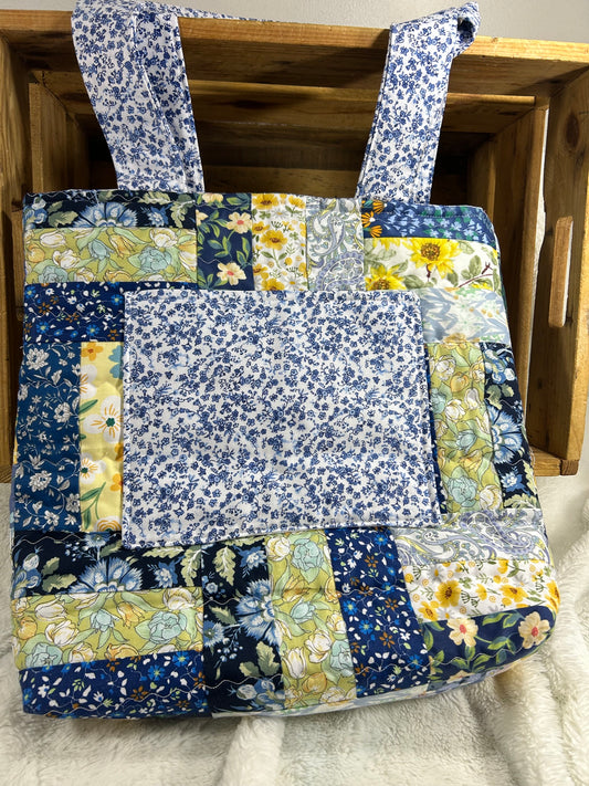 Blue and Yellow Upcycled Tote
