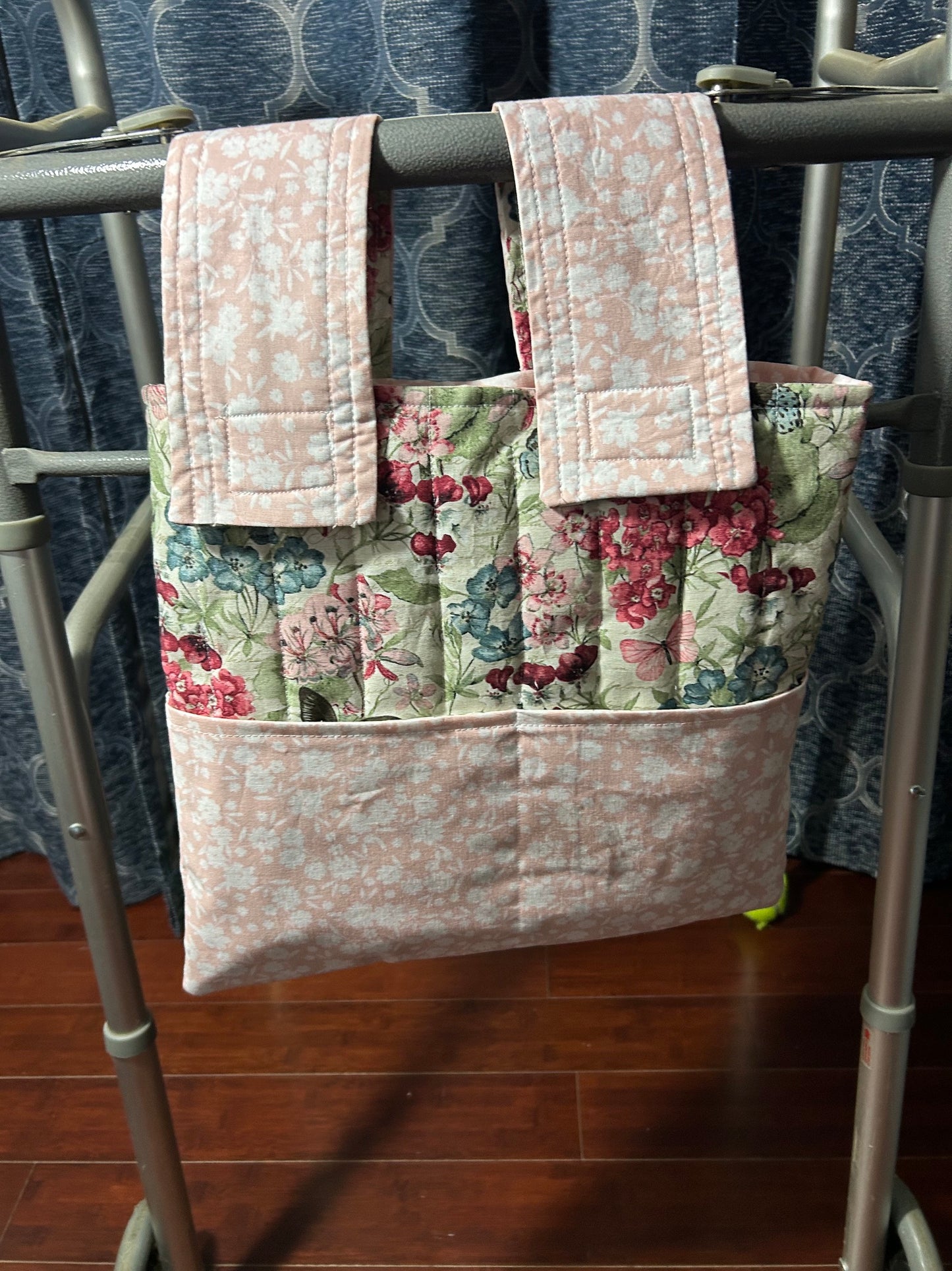 Peach and Floral Walker Tote